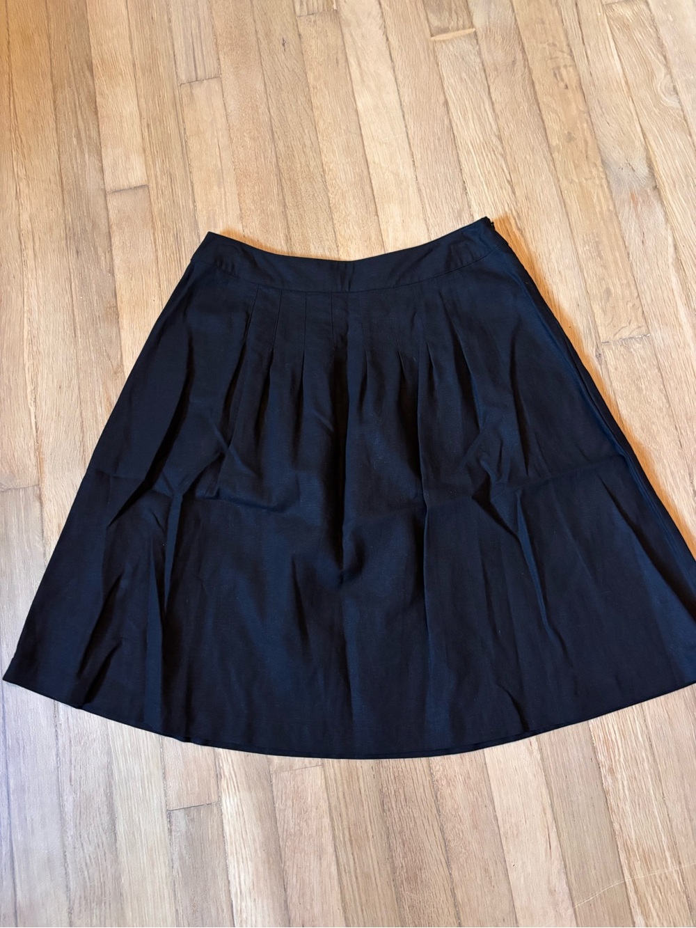 Sag Harbor Petite Black Linen Blend A-Line Skirt Pleated Size 10P Classic
